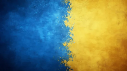 Vivid blue and yellow textures merge in bold abstract balance