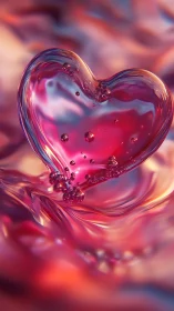 Luminous Glass Heart with Flowing Liquid and Suspended Particles