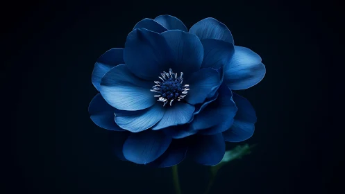 Blue Bloom Against Darkness: Nature's Elegant Flower