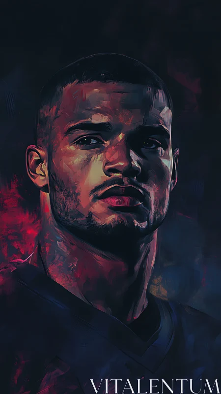 Digital portrait of confident man in neon rim lighting.