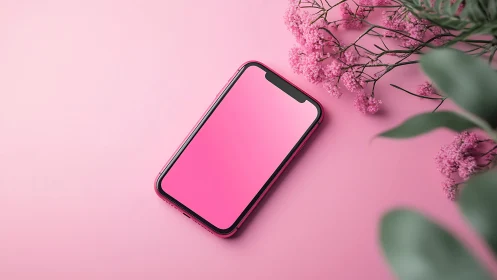 Pink Phone Dreams: Modern Tech Meets Floral Blooms.
