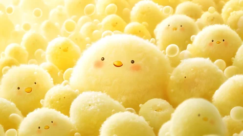 Adorable Fluffy Chicks Gathering Together in Joyful Togetherness