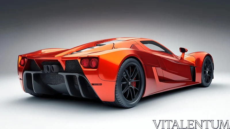 Scarlet hypercar prowls a studio horizon in restless silence.