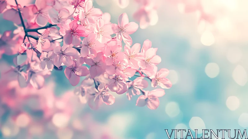 Pink floral clusters displayed on shallow depth branches
