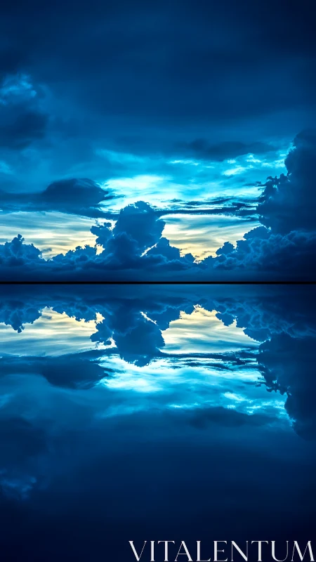 Dreamy mirrored sky where clouds and light gently meet.