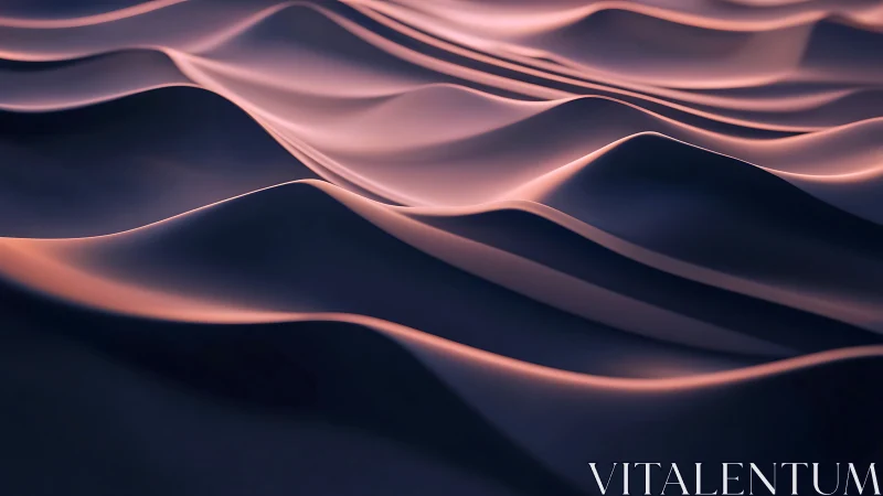 Undulating metallic surface renders smooth wave topology with soft light