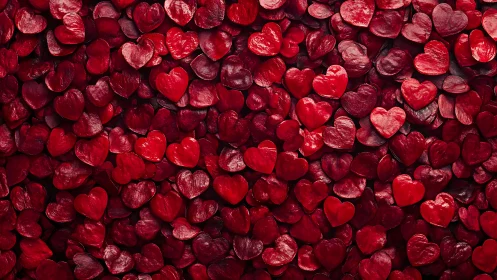 Red Heart Shaped Petals Filling Frame.