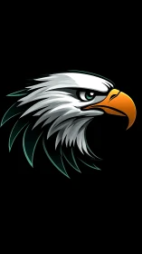 Steel-feathered eagle glares through the midnight digital void