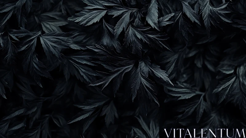 Dark foliage pattern creates moody botanical background