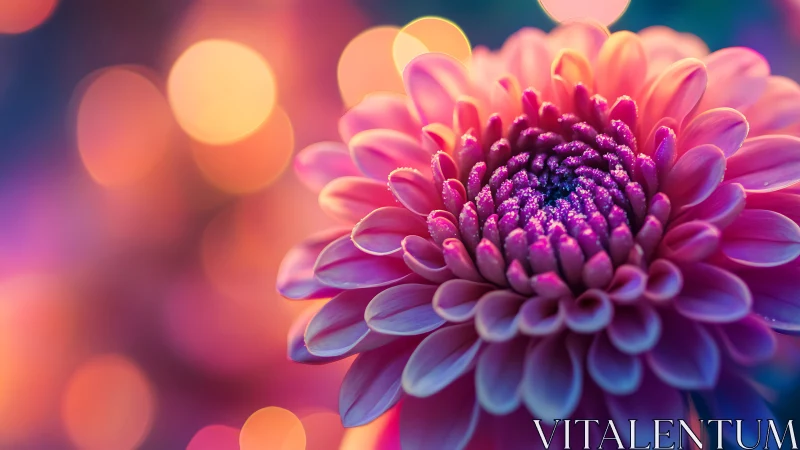 Dahlia bloom with chromatic gradient background and bokeh lighting.