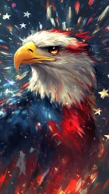 Majestic eagle glows in bold red, white, and blue colors