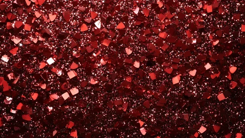 Crimson glitter constellation of hearts and sparks in bloom.