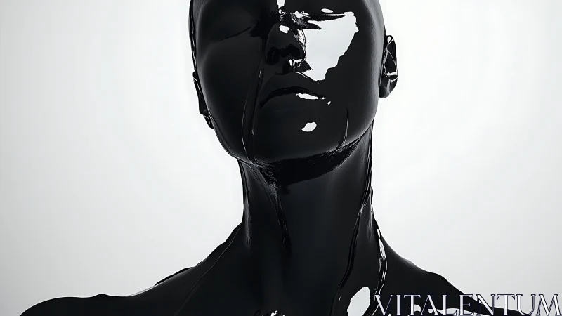 Glossy black mannequin bust rendered against neutral backdrop