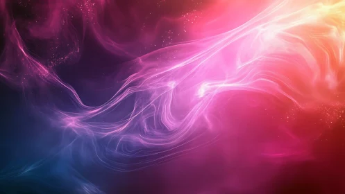 Vibrant swirling light waves in pink, purple and blue space.