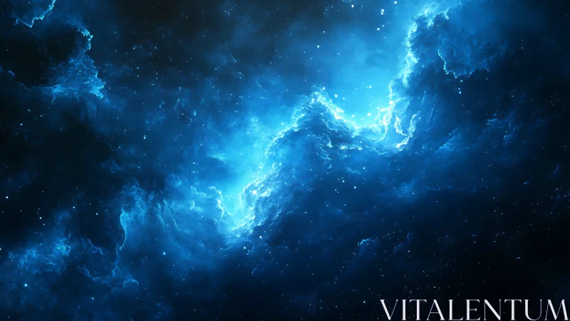 Spectral blue nebular turbulence with luminous stellar core.