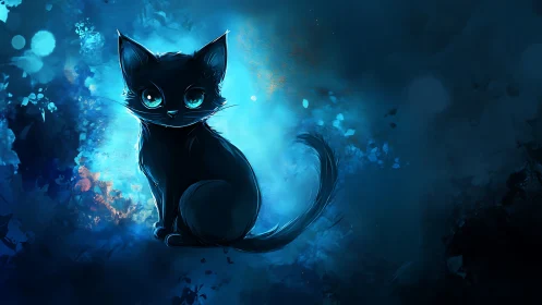 Luminescent Feline Dreams Against an Electric Blue Infinity