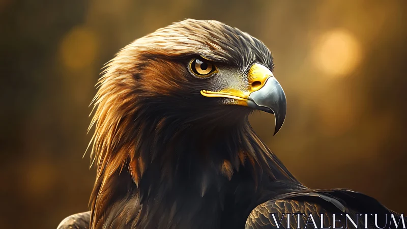 Majestic golden eagle portrait in warm natural light, realistic style.