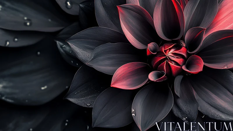 Crimson Petals Unfold Against Darkness, Glowing with Inner Fire.