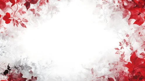 Crimson leaf whispers framing a fog-bright winter hush.