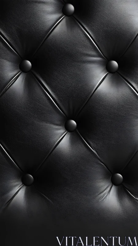 High-gloss black leather diamond-tufted upholstery texture