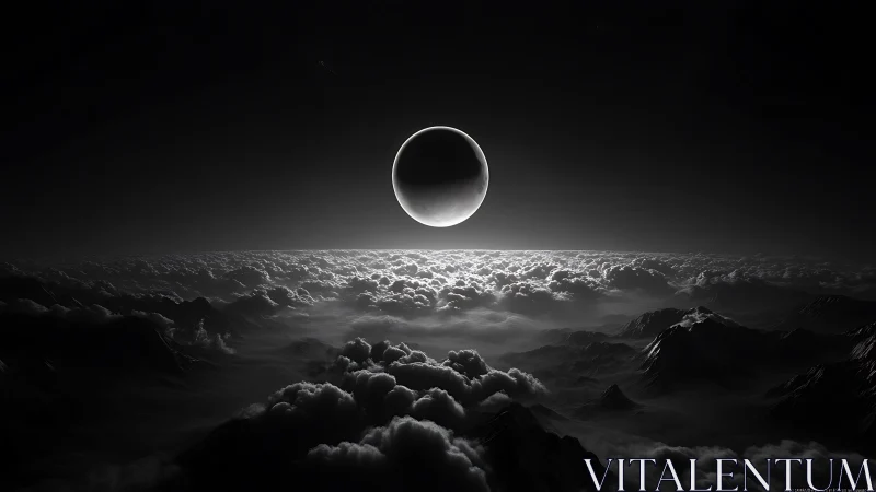 Lunar eclipse crowns a silent ocean of shadowed clouds