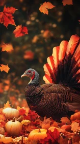 Autumn turkey portrait rendered in warm photorealistic lighting