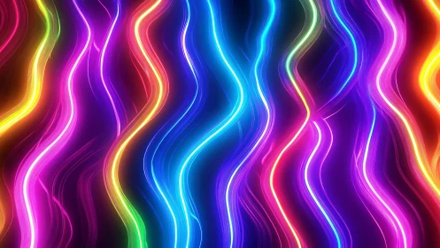 Neon rainbow river lines flowing through a dreamy night.
