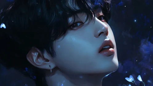 Nocturnal portrait glows with ethereal blue radiance