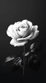 Monochrome Rose with Detailed Botanical Study.