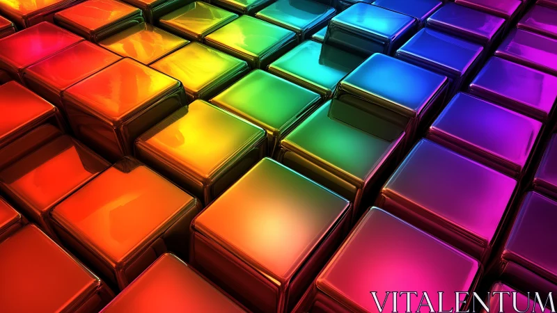 Chromatic reflective cubes form a high-gloss gradient surface
