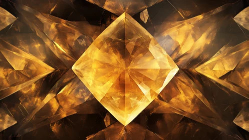 Faceted amber crystal core with symmetrical refractive geometry