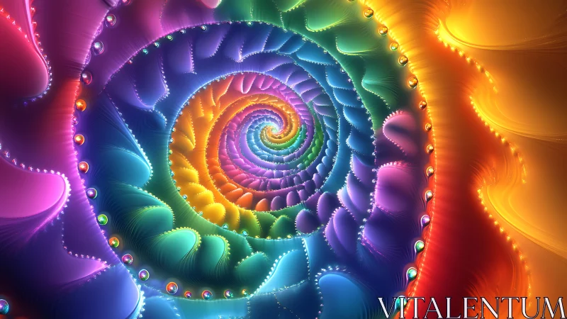 Chromatic logarithmic spiral with iridescent fractal microgeometry