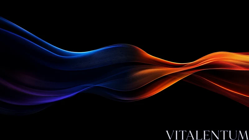 Chromatic light waves in fluid motion on deep black backdrop.