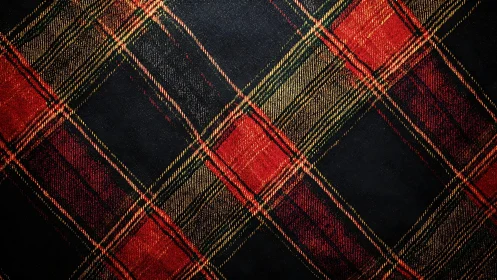 Classic red and black tartan fabric pattern with vintage texture.