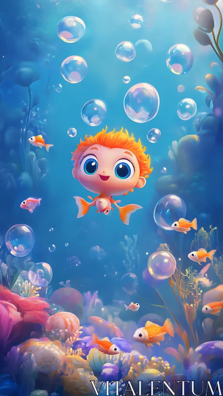 Bubble-bright underwater kid exploring a coral dream world.