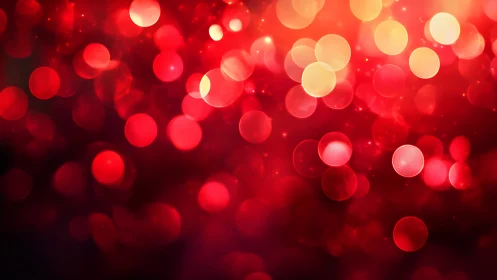 Red and yellow defocused light circles form abstract backdrop