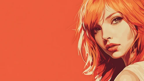 Digital painting portrait with minimalist warm-field composition.