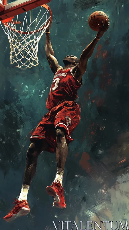 Dynamic digital painting captures soaring basketball layup