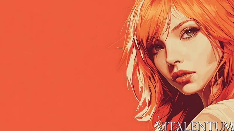 Digital painting portrait with minimalist warm-field composition.