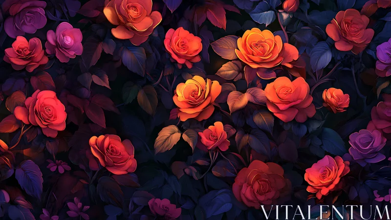 Glowing Roses in the Night: A Symphony of Warmth.