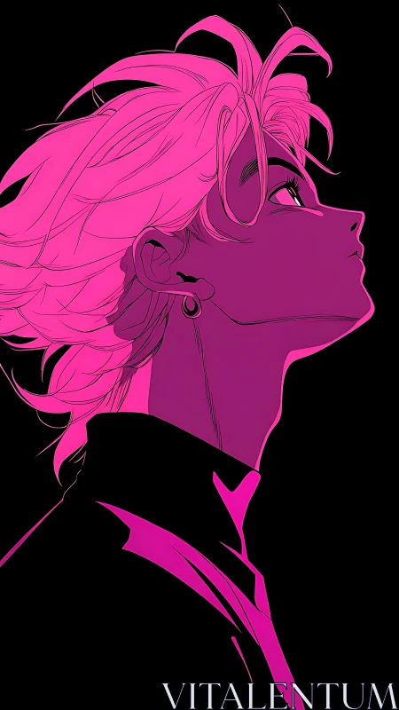 Profile portrait of stylized figure in high contrast neon