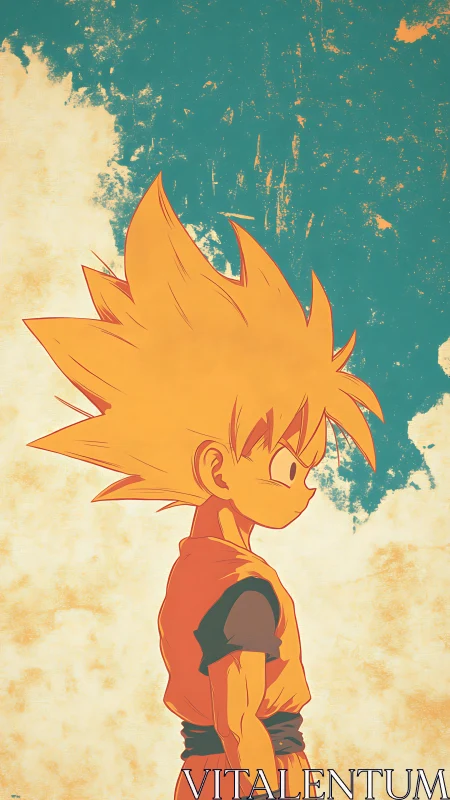 Thoughtful young hero in warm retro anime sunlight.