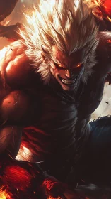 Hyper-muscular infernal warrior rendered in high-contrast digital painting