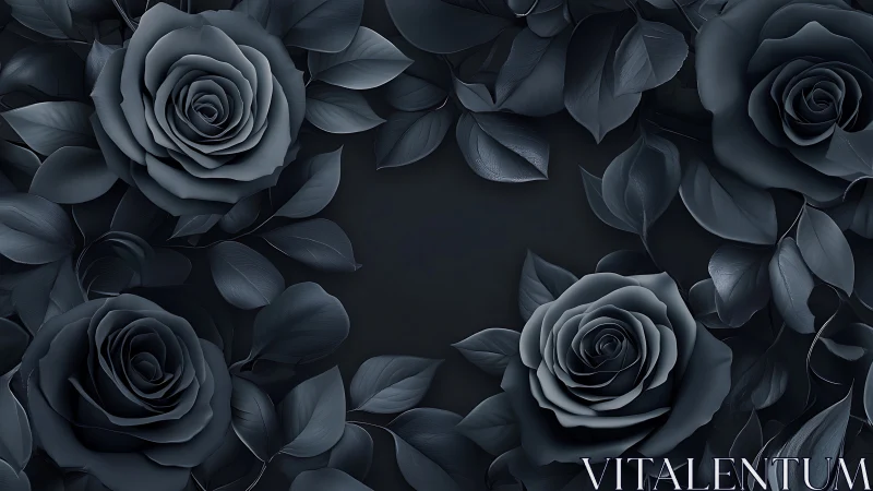 Dark Roses With Eucalyptus Leaves in Monochromatic Composition