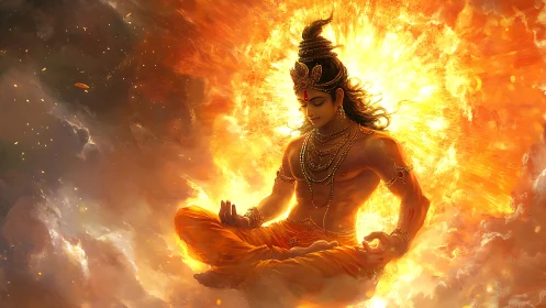 Solar serenity crowns the meditating celestial firelord