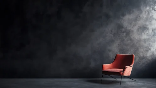 Red Upholstered Chair in Industrial Space.