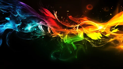 Chromatic energy streams in fluid digital light waves.