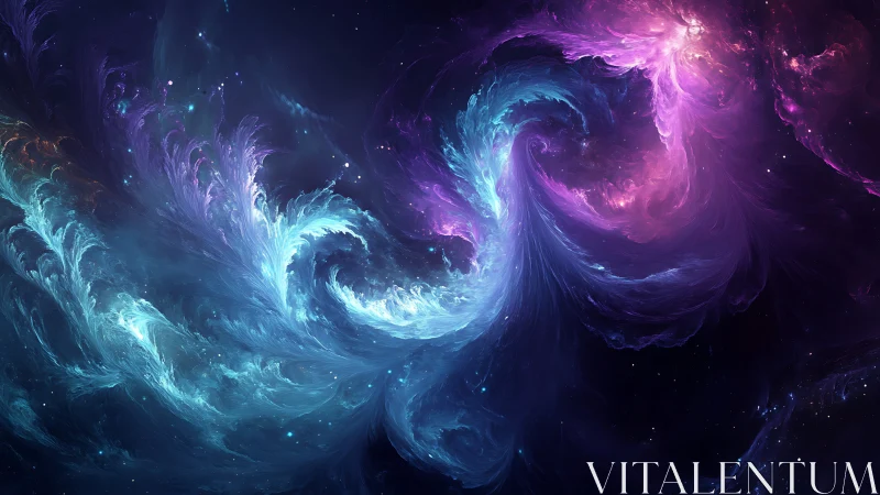 Bilateral cosmic vortexes merge in luminous nebular turbulence