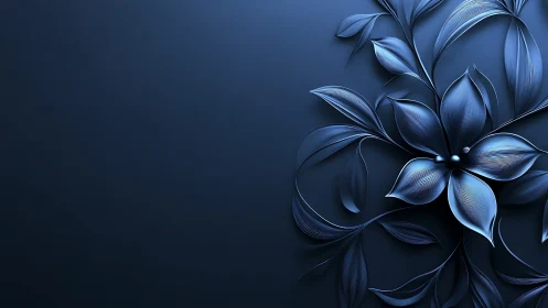 Metallic Blue Flowers on Dark Background