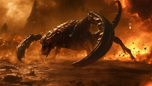 Hellforged titan lunges through molten ash and shattered earth